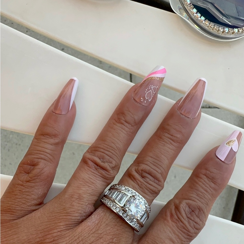 Bridal Wedding Band Ring Inlaid Round Shape Shiny Zircon Size 7-9